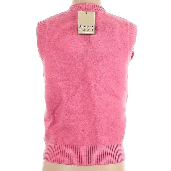 Jumper1234 Aran Cable Knit Barbie Pink Cashmere Sweater Vest S NWT $268 - Picture 8 of 12